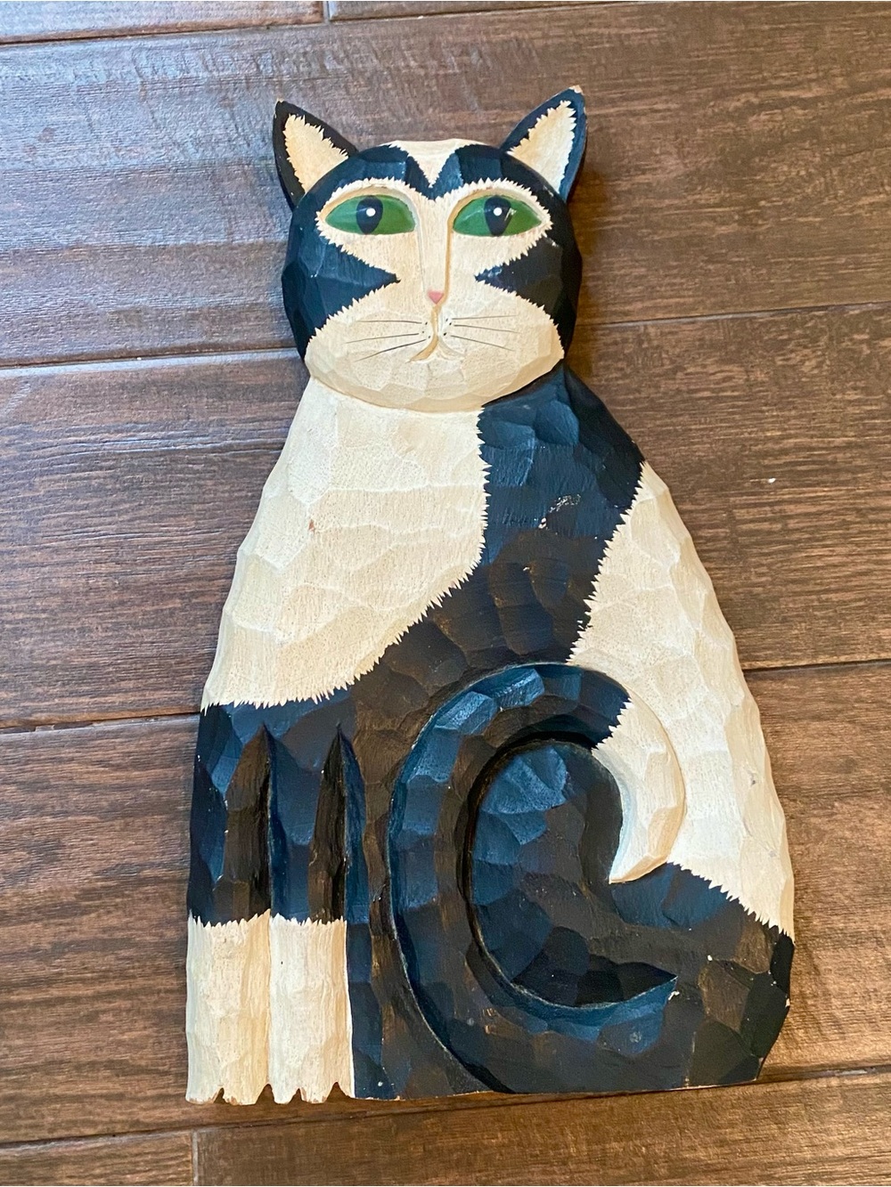 Handmade Black and Cream Cat Figurine Boyd Collection